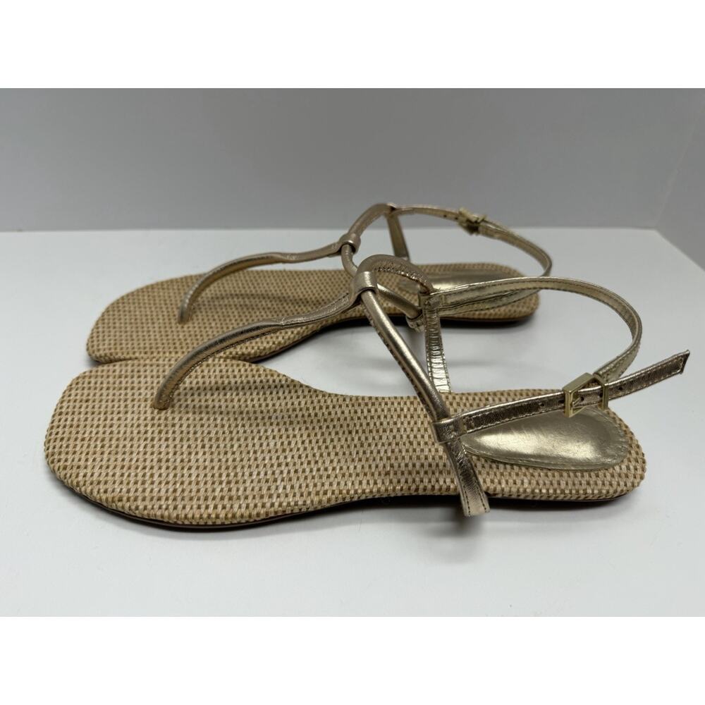 Schutz Women’s Elsha Gold Metallic Strappy Sandals T Strap Summer Size 9.5 M - Picture 4 of 10